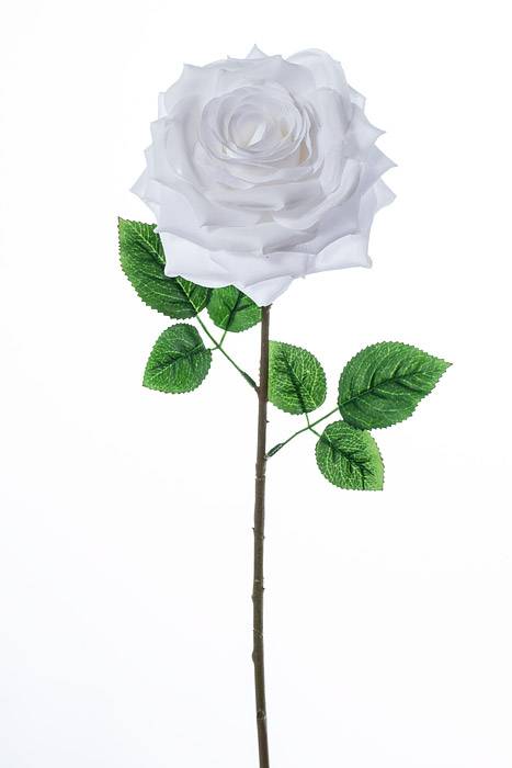 20" Silk Open Rose Spray White