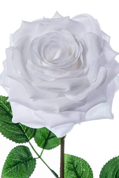 20" Silk Open Rose Spray White - Image 2