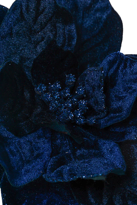 20" Velvet Poinsettia Stem Midnight Blue - Image 2