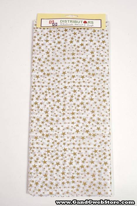 20" X 30" Printed Tissue Paper Gold Stars On White Pkg/18 - Image 2