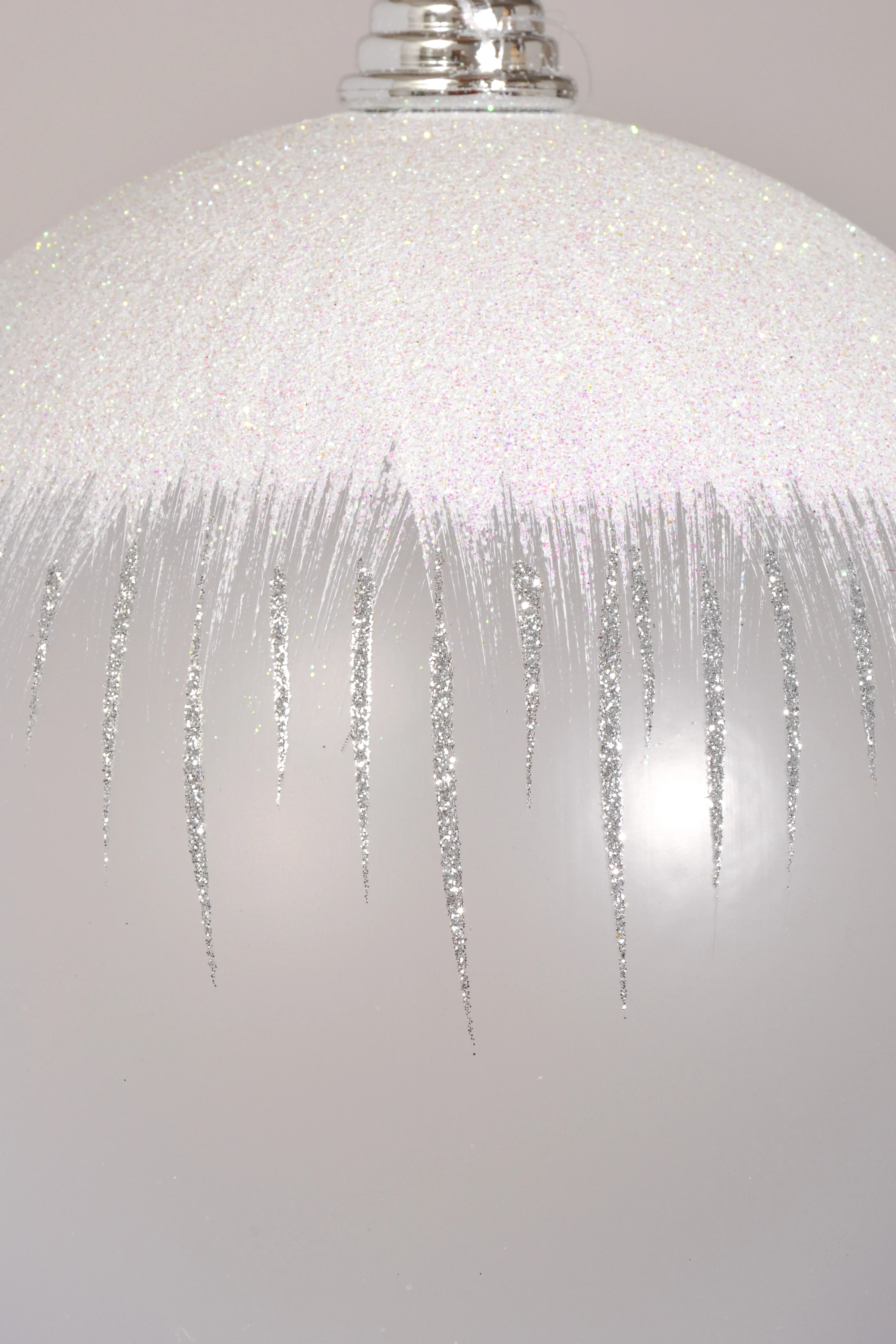 200Mm Ball Matte Clear W/Iridescent Ornament White/Silver - Image 2
