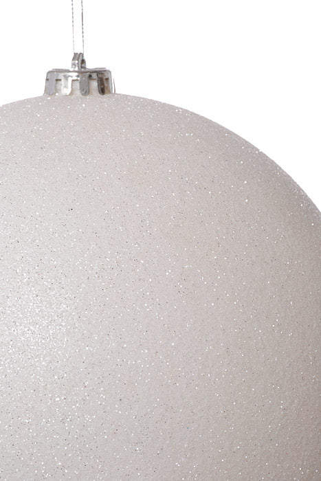 200Mm Glitter Ball Ornament (White) - Image 2
