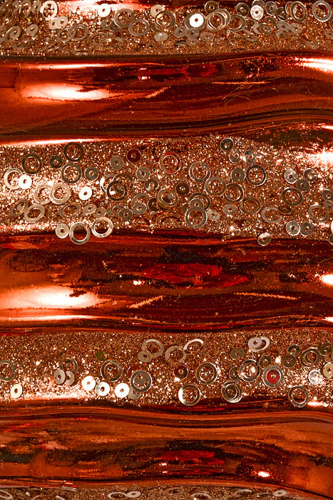 200Mm Plastic Ball with Glitter/Sequin Ornament Copper - Image 2