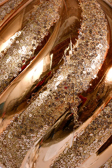 200Mm Plastic Pumpkin Ball with Glitter/Sequin Ornament Champagne - Image 2