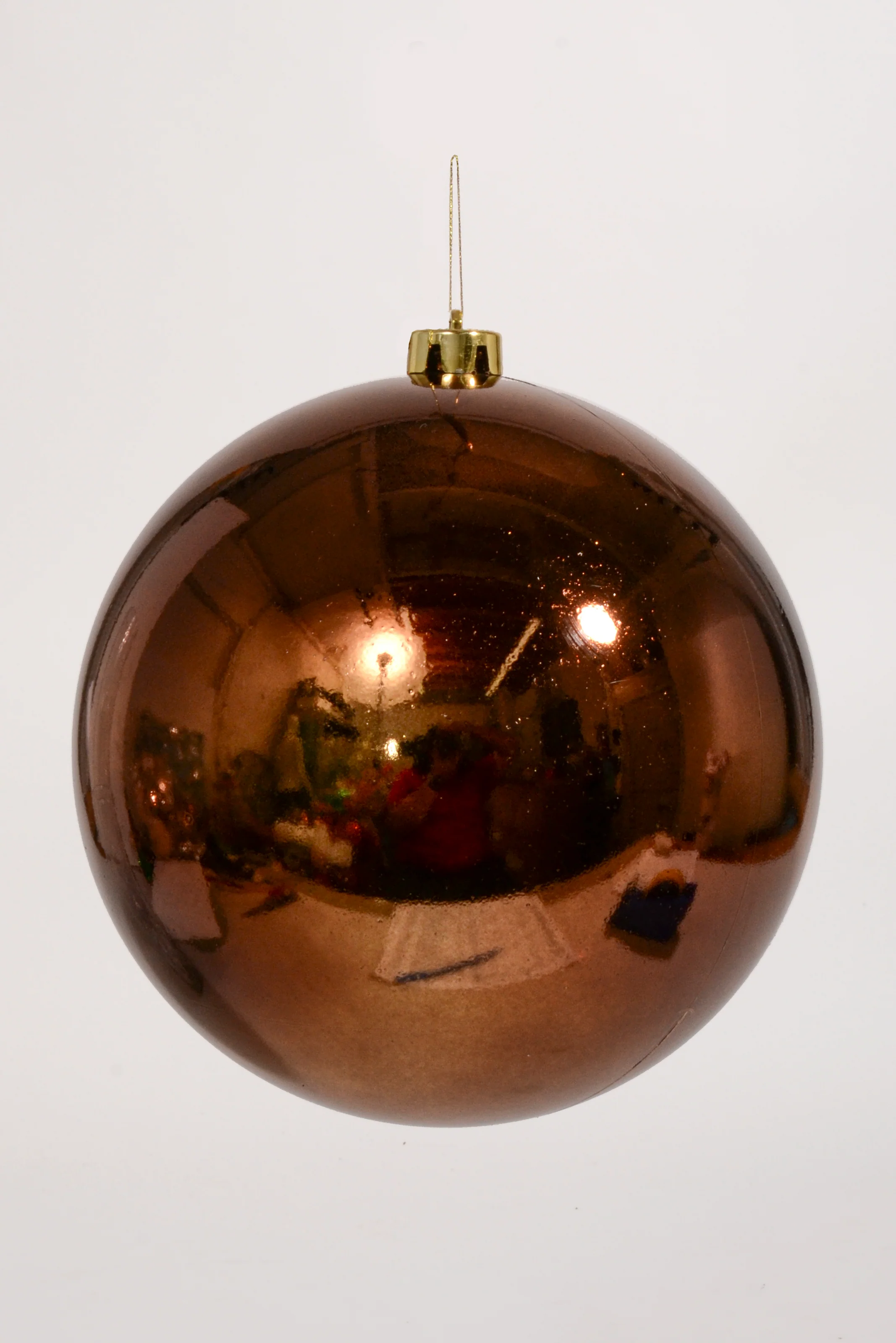 200Mm Shiny Plastic Ball Ornament Brown - Image 2