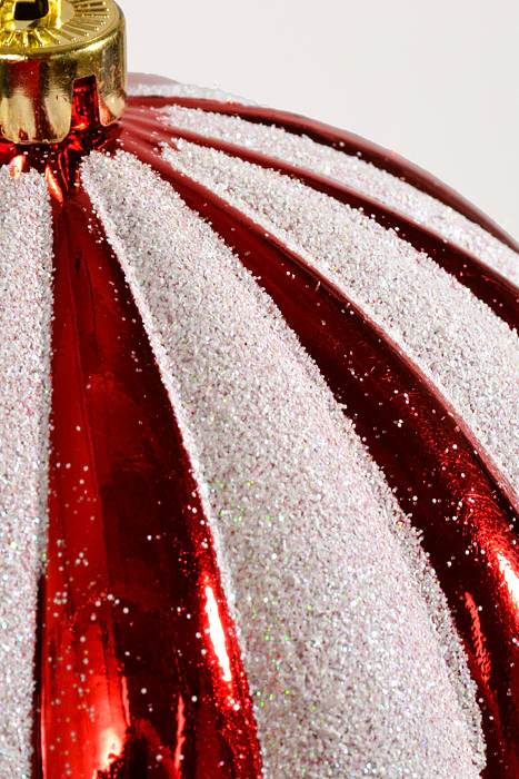 200MM Shiny Pumpkin With Laser Ornament Red/White - Image 2