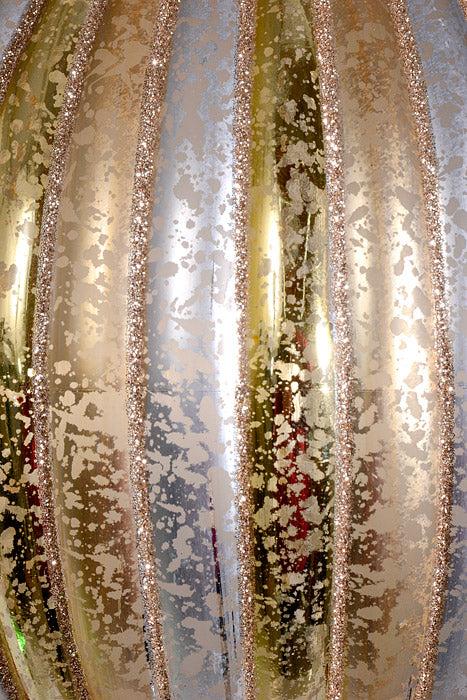200Mm Stripe Mercury Ball Ornament Gold/Silver - Image 2