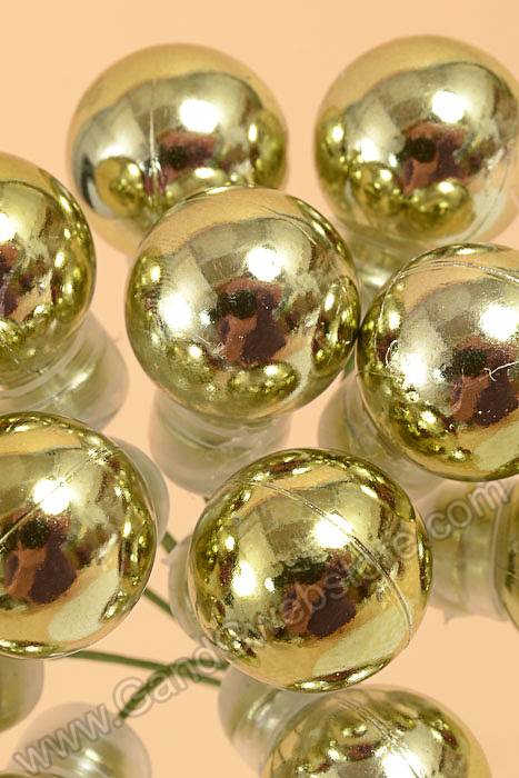 20mm Shiny Stem Ball W/wire Asparagus Green Pkg/12 - Image 2
