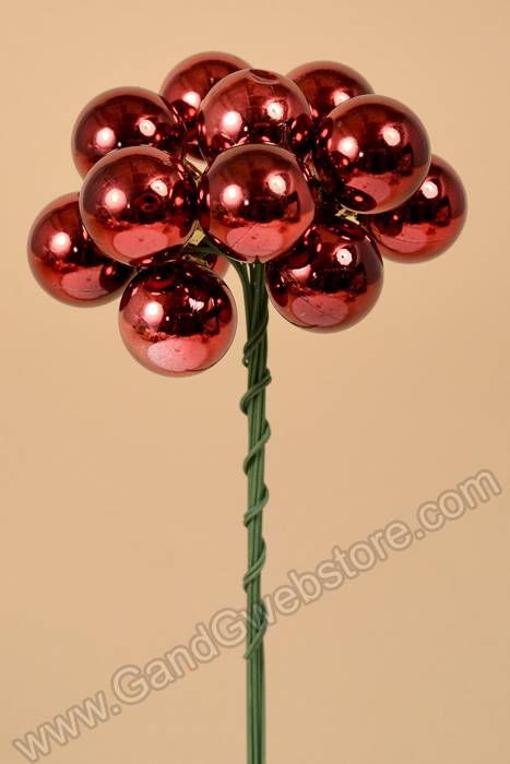 20mm Shiny Stem Ball W/wire Red Pkg/12 - Image 2