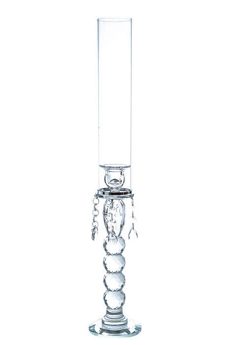 21.5" Crystal Candle Holder W/beads Clear