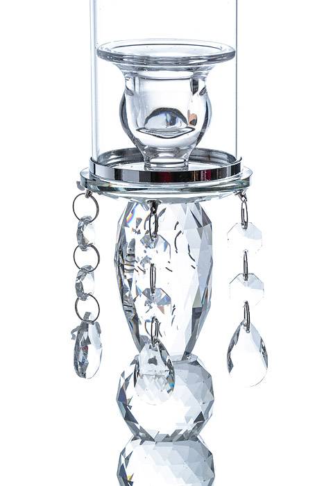 21.5" Crystal Candle Holder W/beads Clear - Image 2
