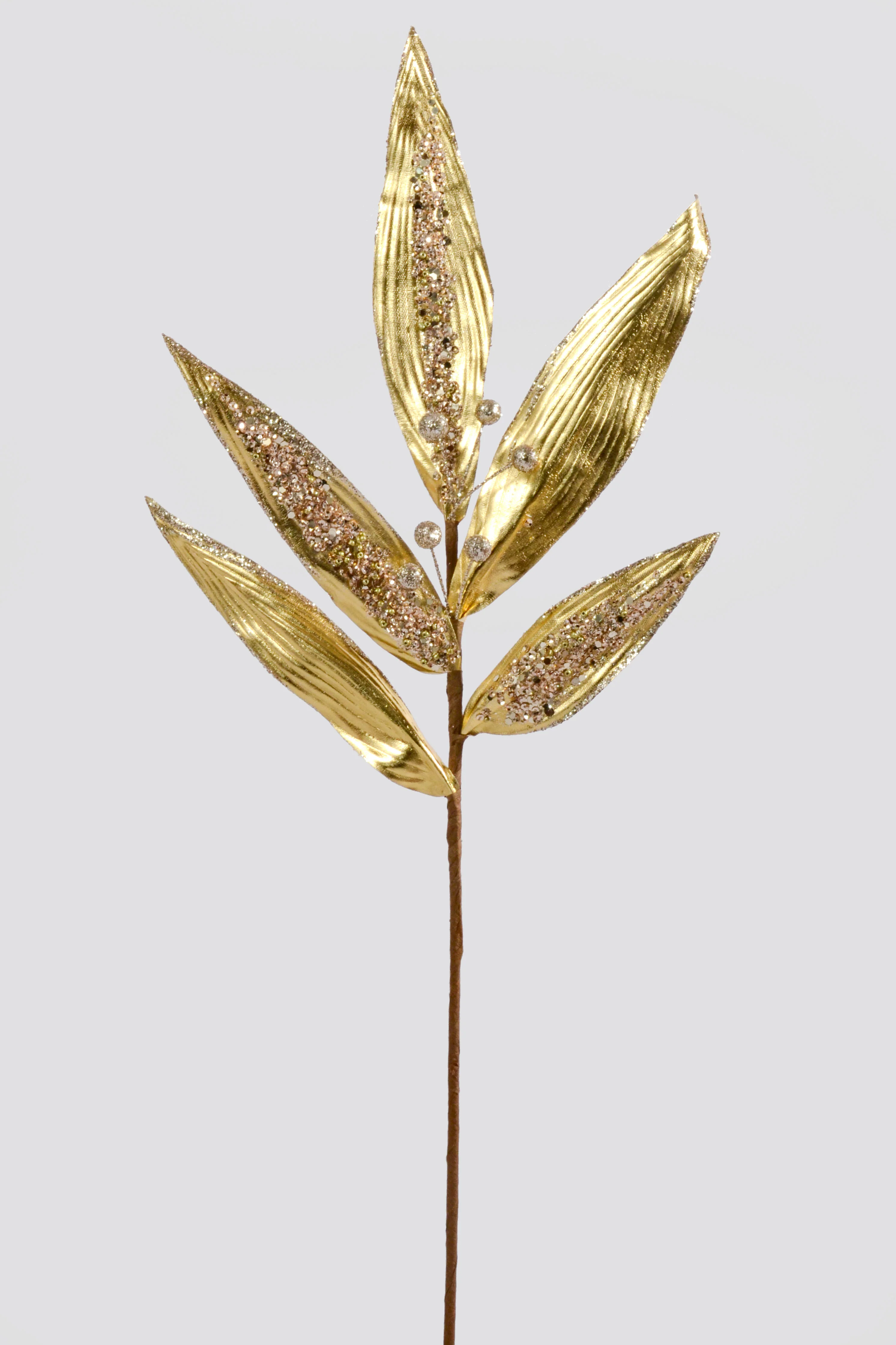 21.5'' Glitter Leaf Stem Gold