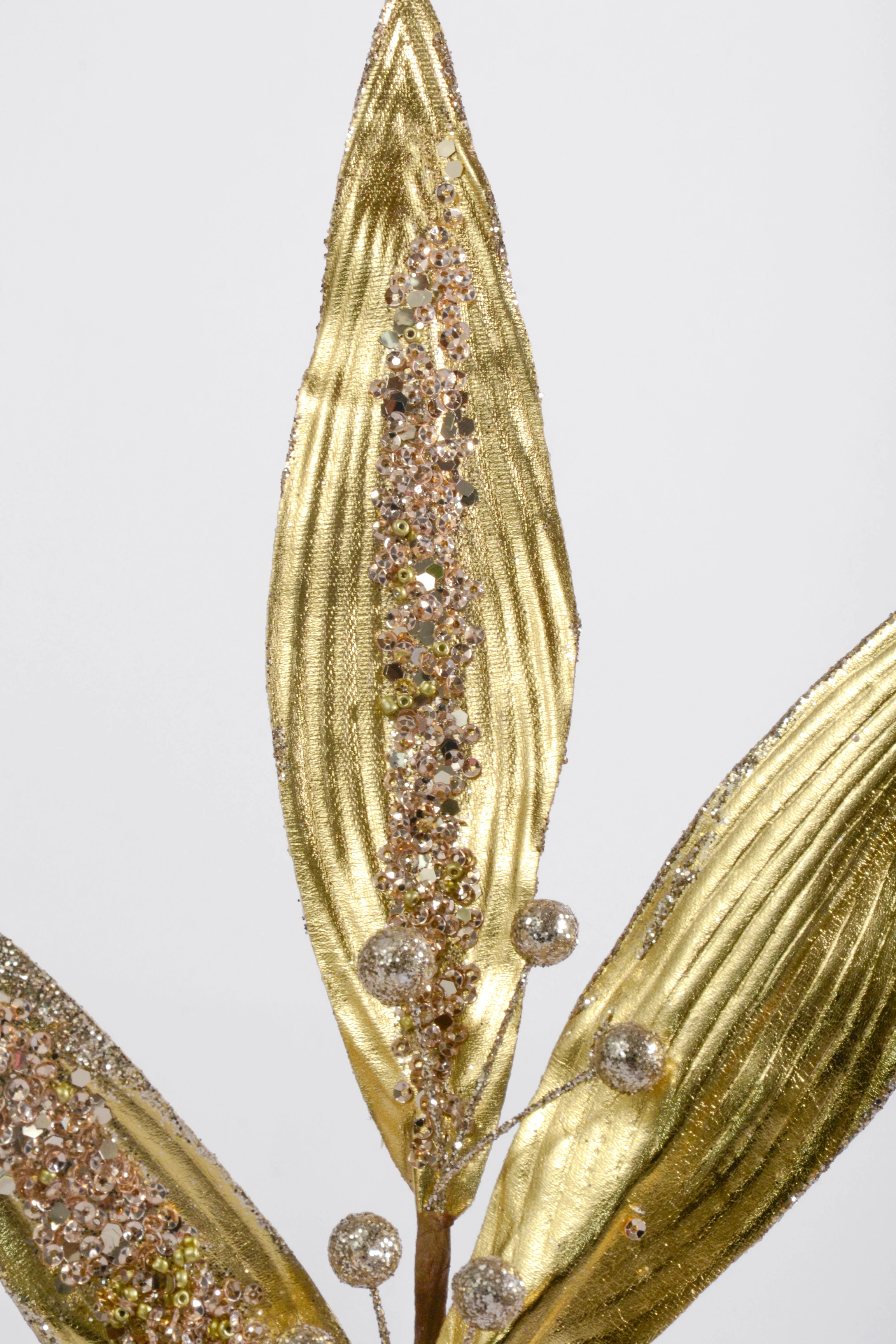 21.5'' Glitter Leaf Stem Gold - Image 2