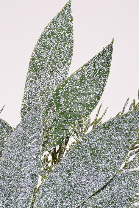 21" Iced Mixed Cypress Olive Leaves Bush Green - Image 2