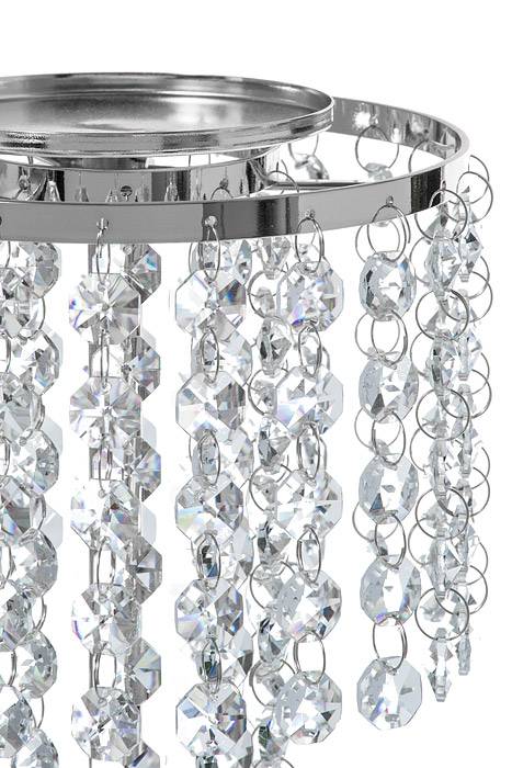 21" Metal Candle Holder Stand W/beads Silver - Image 2
