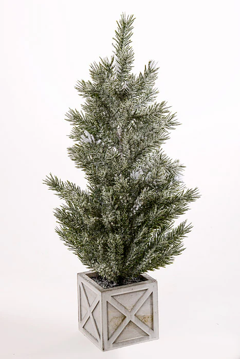 21" Snow Pine Tree with Pot White/Green