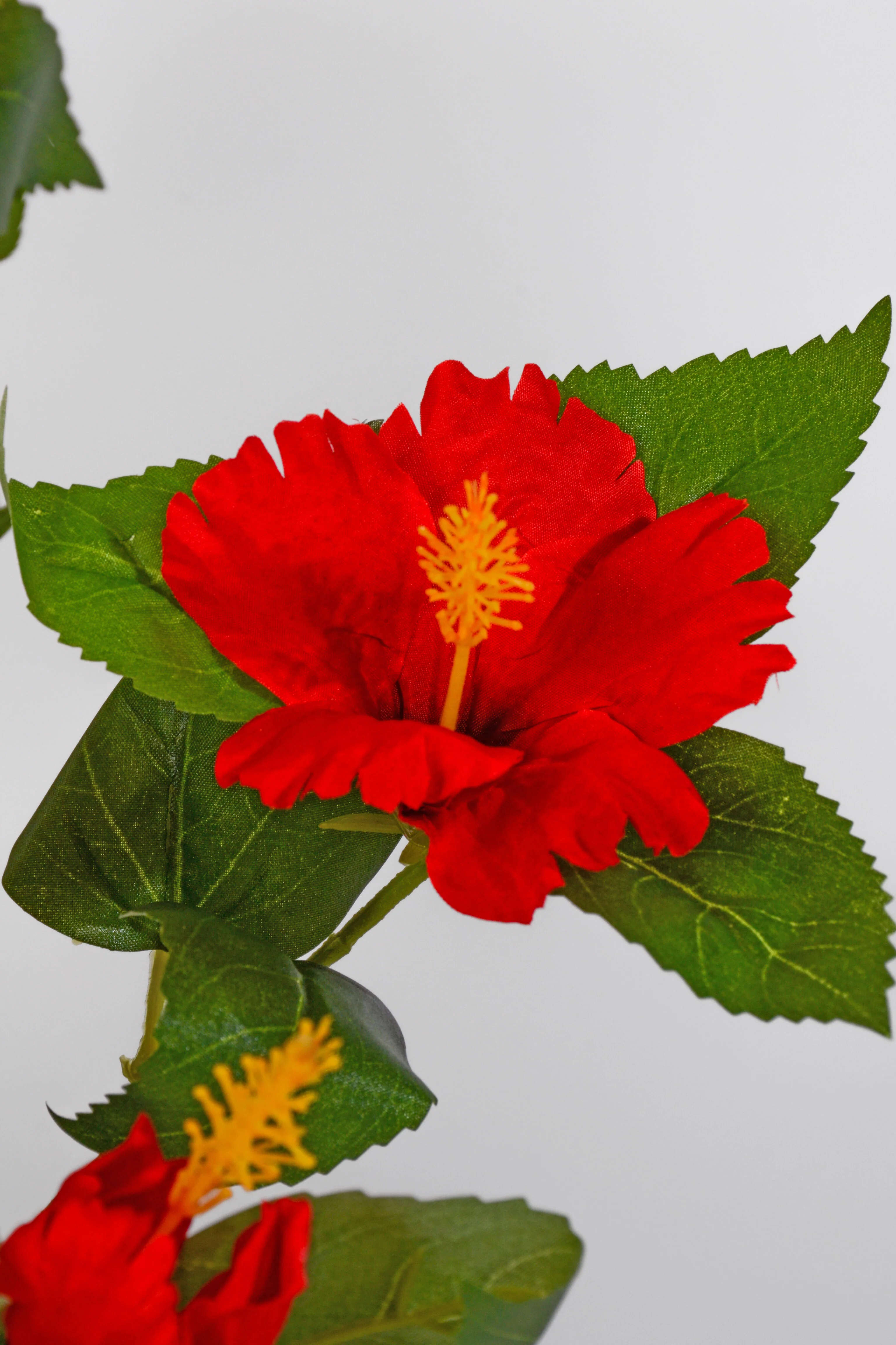 21" Uv Silk Hanging Hibiscus Plant Red - Image 2