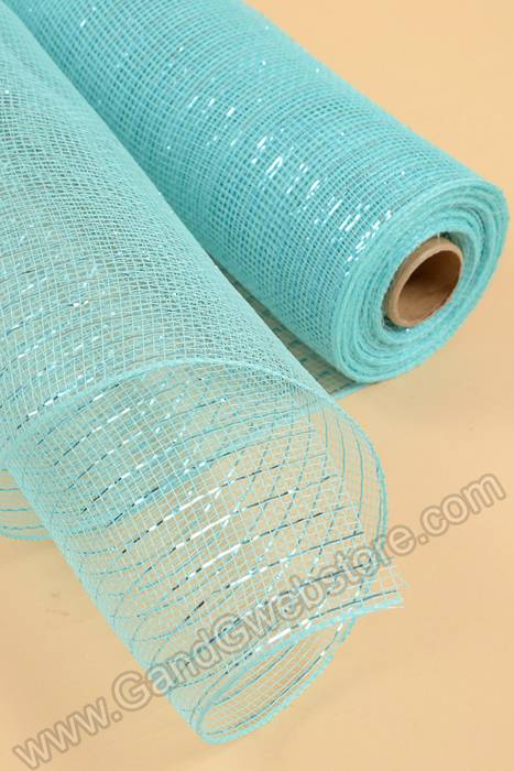 21" X 10yds Decorating Mesh Metallic Aqua - Image 2