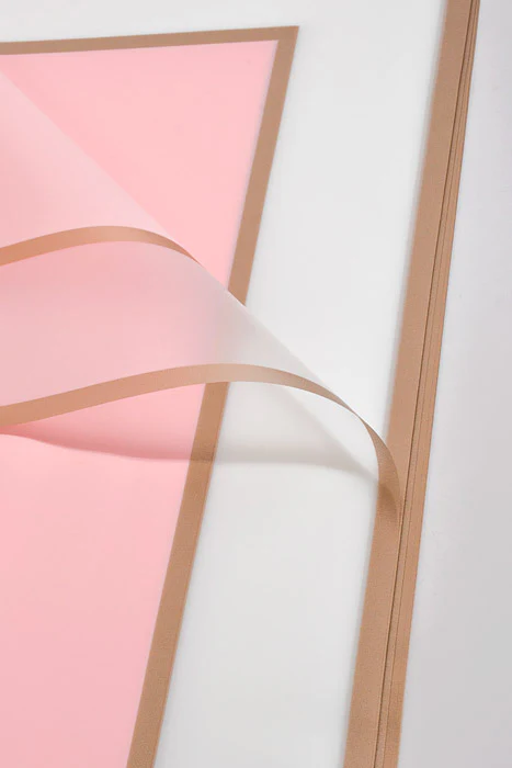 22.5" Gold Edge Flower Wrap Paper Pink/White Pkg/20