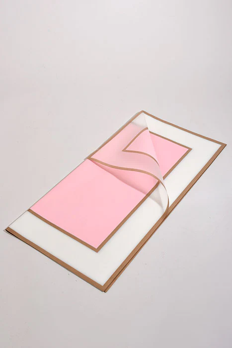22.5" Gold Edge Flower Wrap Paper Pink/White Pkg/20 - Image 2