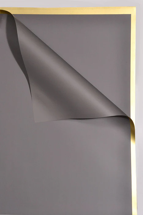 22.5" Gold Edge Flower Wrapping Paper Gray Pkg/20 - Image 2