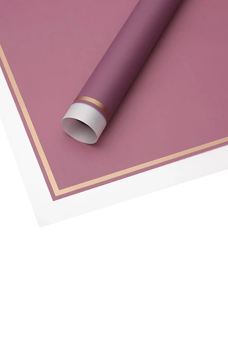 22.5" Gold Edge Flower Wrapping Paper Mauve Pkg/20