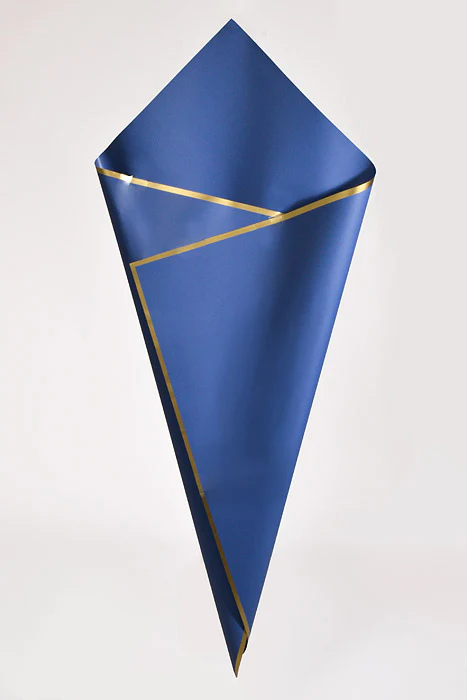 22.5" Gold Edge Flower Wrapping Paper Royal Blue Pkg/20 - Image 3