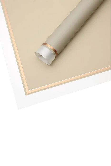 22.5" Gold Edge Flower Wrapping Paper Taupe Pkg/20