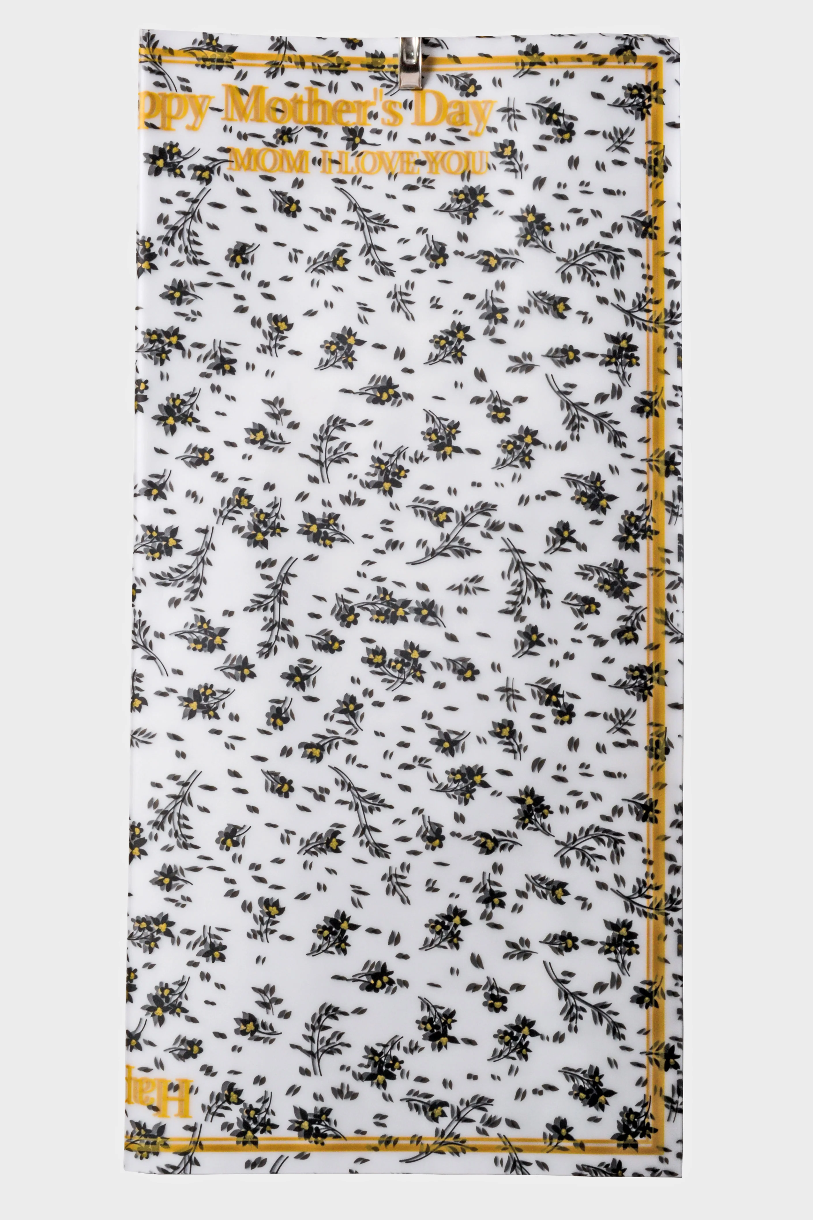 22.5" Mother's Day Flower Wrapping Paper Black Pkg/20