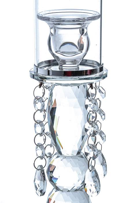 22.75" Crystal Candle Holder W/beads Clear - Image 2