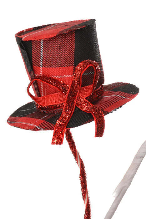 22" Burlap Hat Stem Black/Red - Image 2