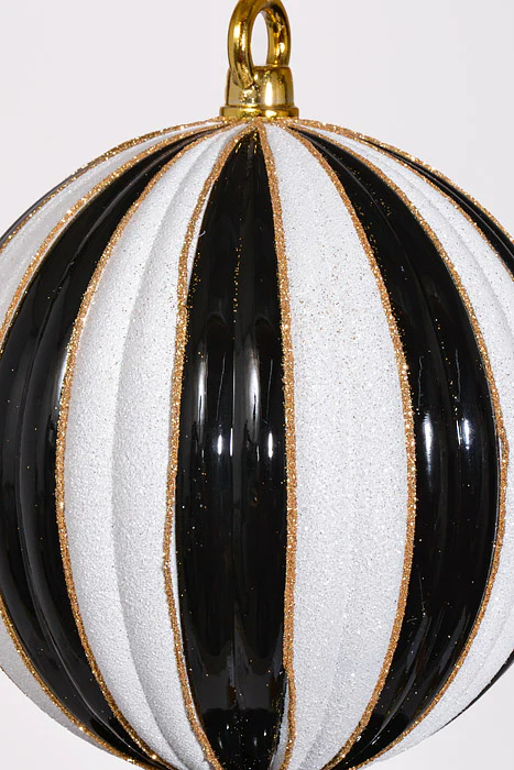 22" Finial W/Glitter Ornament Enamel Black/White/Gold - Image 2