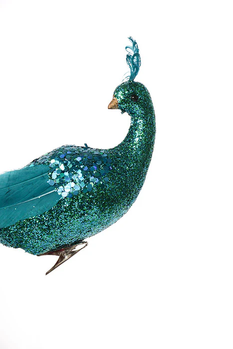 22" Long Tail Feather Glitter Phoenix Teal - Image 2