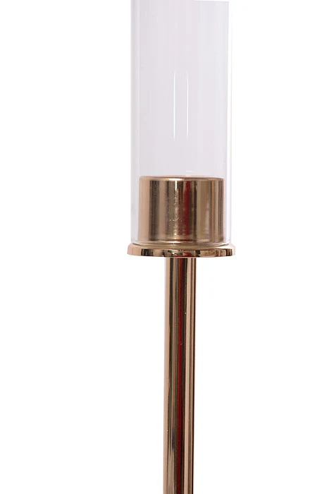 22" Metal Candle Holder With Glass Gold - Image 2