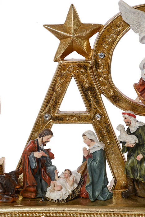 22" Resin Ornament Peace Nativity Table Piece Gold/Multi-Color - Image 3