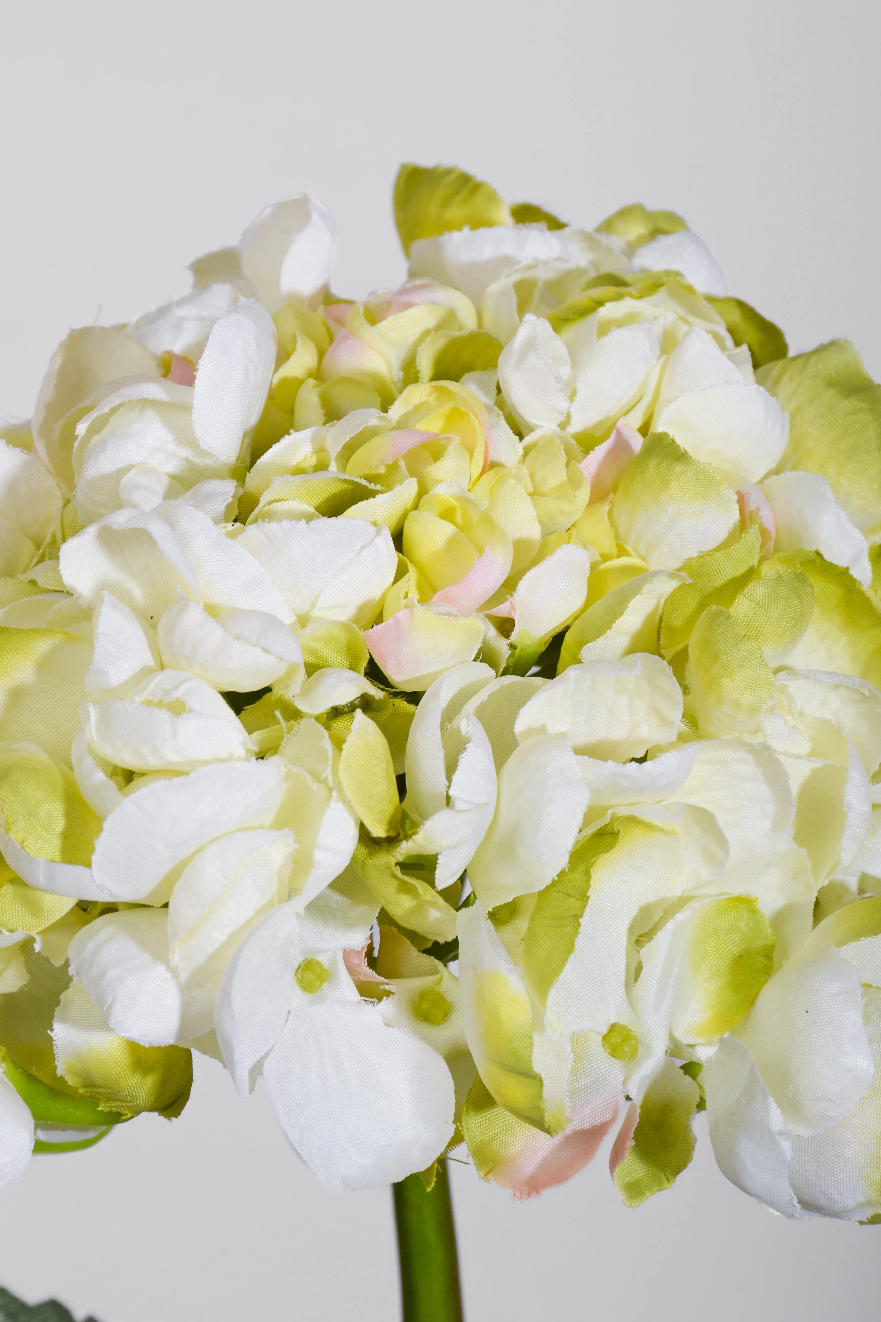 22" Silk Hydrangea Spray White/Green - Image 2