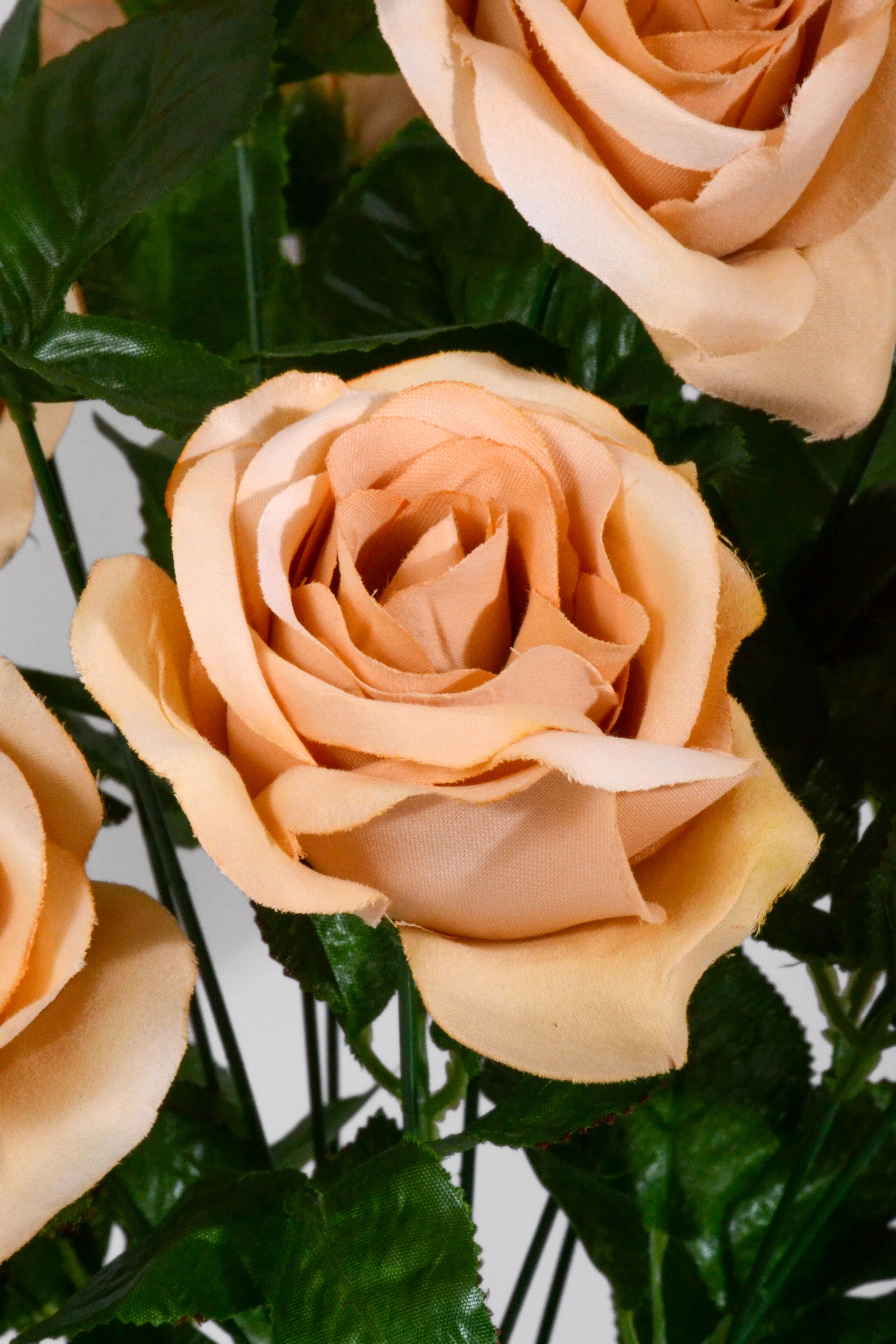 22" Silk Micro Peach Rose Bush Coffee - Image 2
