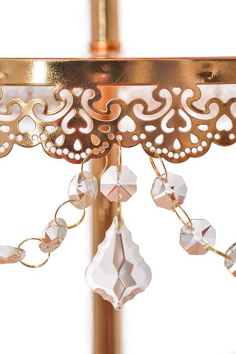 22" X 14" 2 Tier Cake Stand W/crystal Gold - Image 2