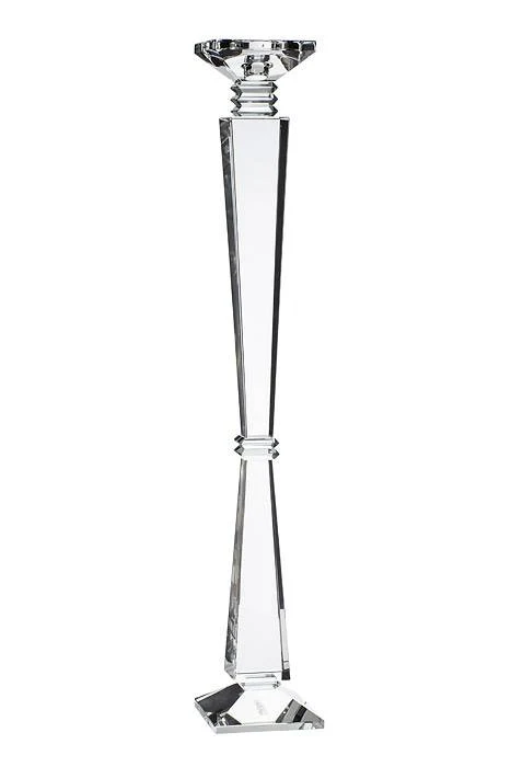 23.5" Crystal Single Candle Holder Clear