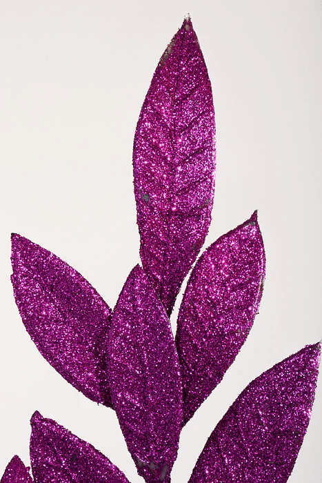 23" Bay Leaf Glitter Spray Purple - Image 2