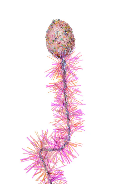 23" Easter Egg Tinsel Spray Pink - Image 2