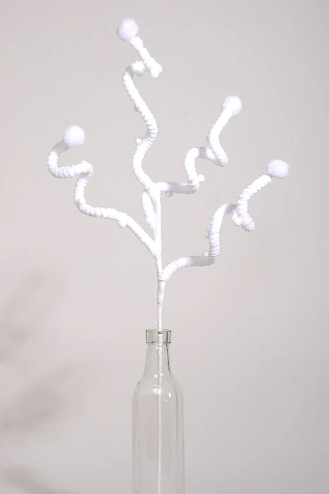 23" Fluffy Curly Stem White