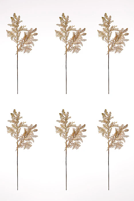 23" Glitter Pine Spray Gold Pkg/6 - Image 3