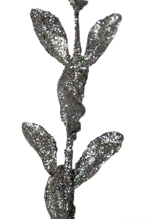 23" Glitter/sequin Boxwood Spray Pewter - Image 2