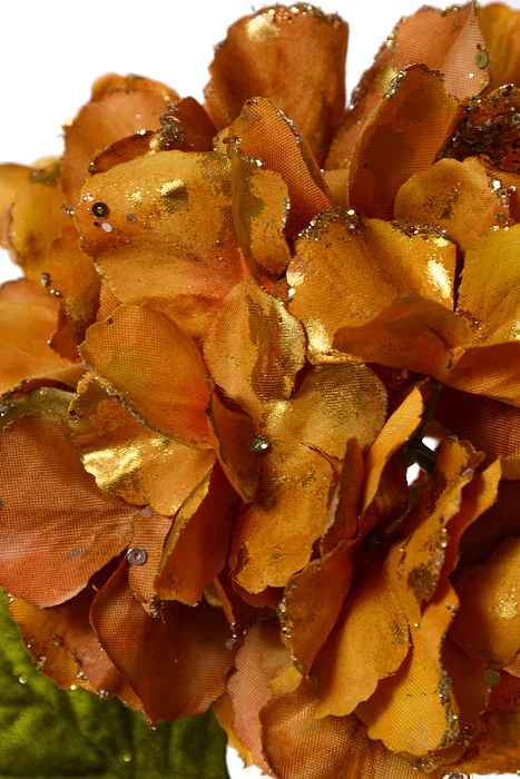 23" Glittered Hydrangea Spray Gold - Image 2