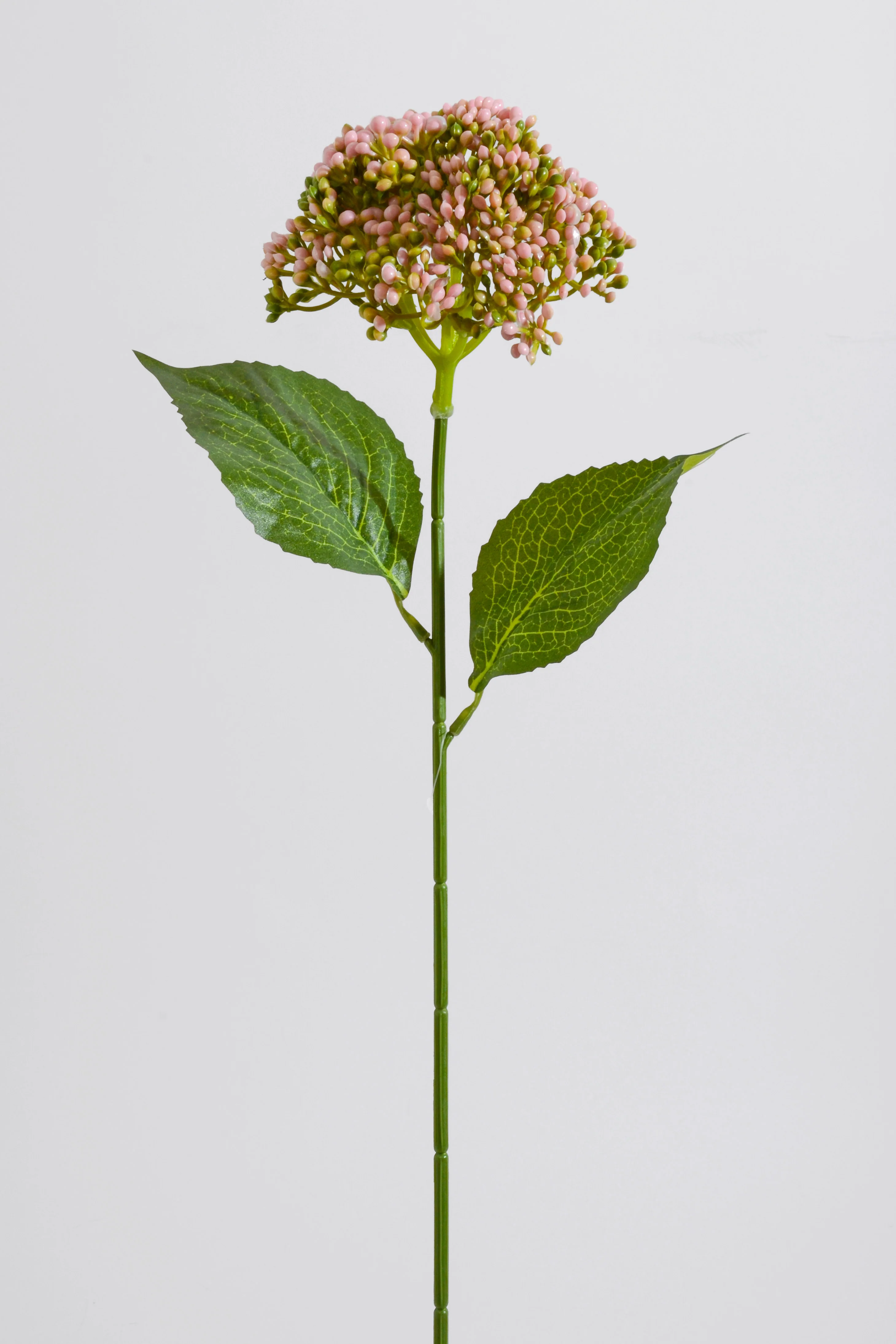 23" Plastic Hydrangea Leaf Stem Pink/Green