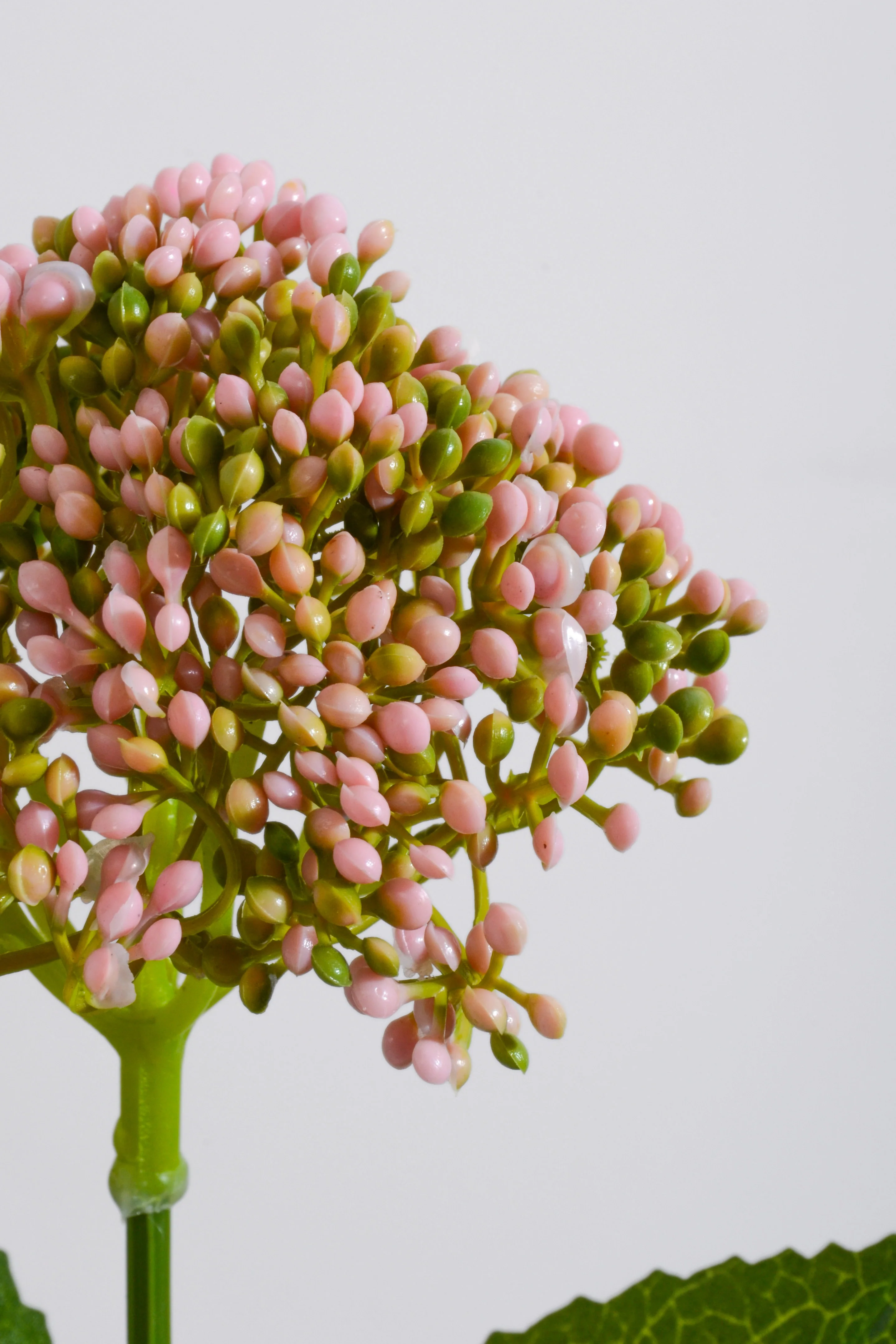 23" Plastic Hydrangea Leaf Stem Pink/Green - Image 2