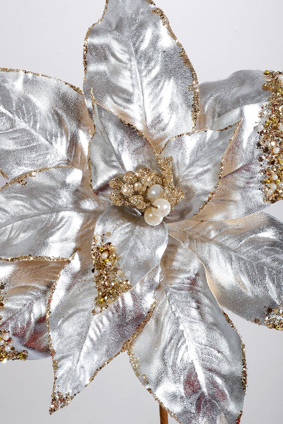 23" Poinsettia Stem Silver - Image 2