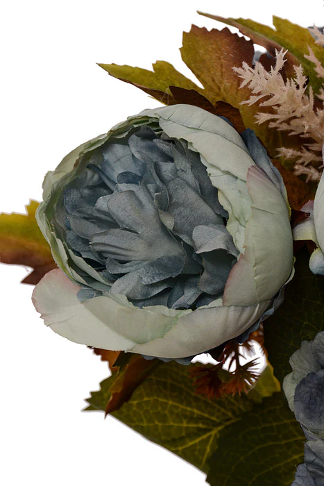 23" Silk Peony Hydrangea Bush Blue - Image 2