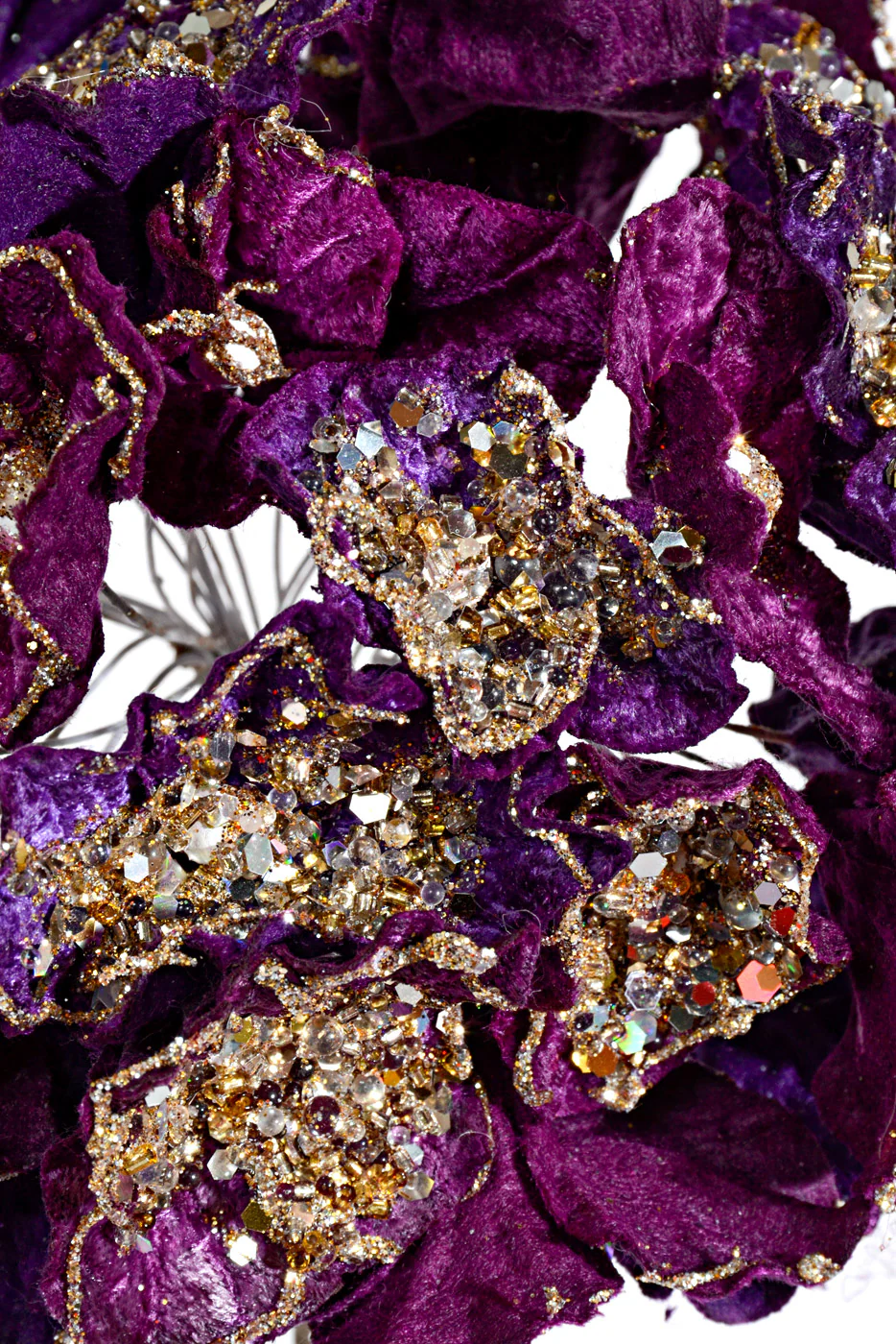 24" Crystal Encrusted Hydrangea Stem Purple - Image 3